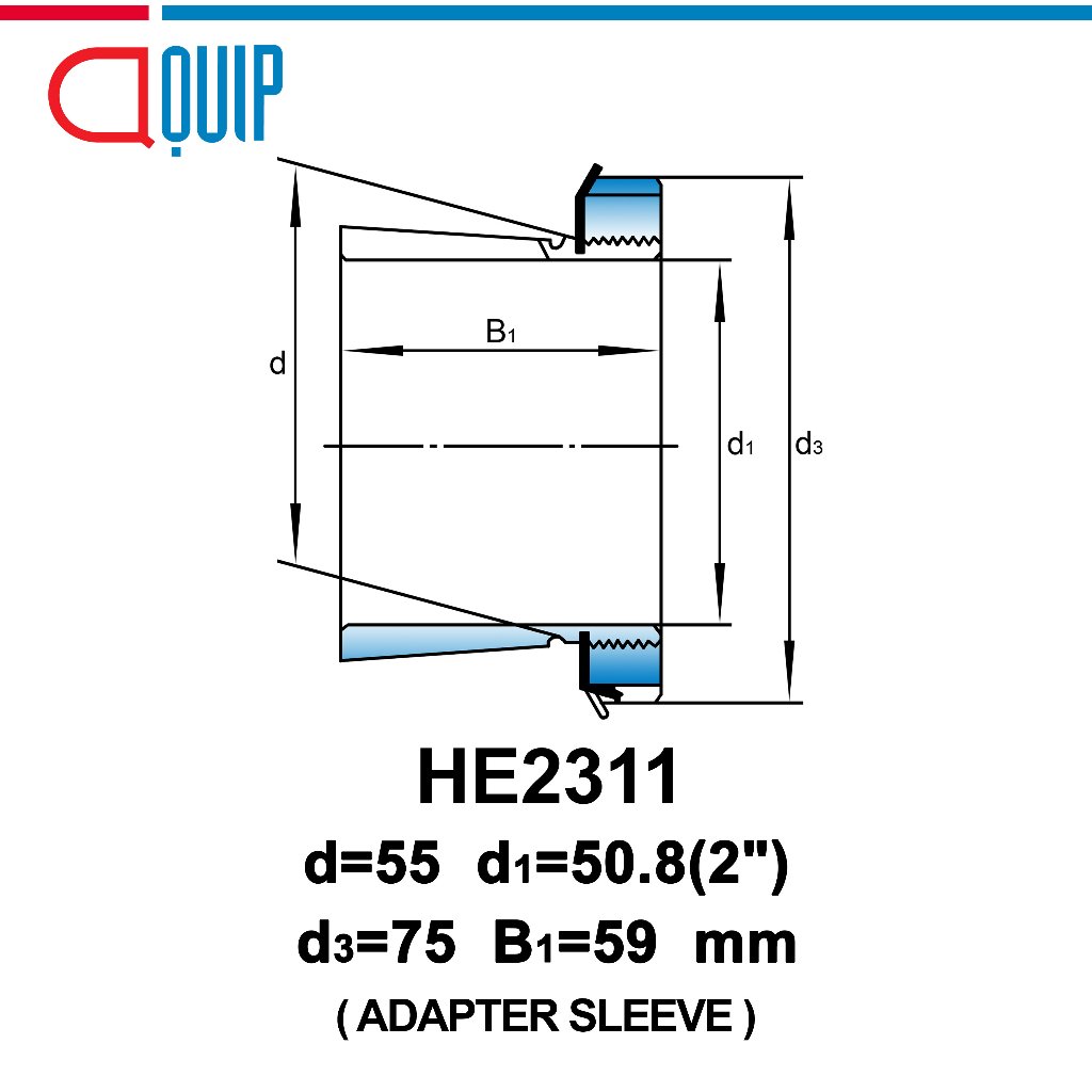 he2311-ubc-ปลอกรัดเพลา-สำหรับงานอุตสาหกรรม-รอบสูง-he-2311-adapter-sleeve-สำหรับเพลาขนาด-2-นิ้ว-จำนวน-1-ตลับ