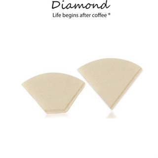 ❤ Diamond Coffee กระดาษกรองกาแฟดริป กระดาษดริปกาแฟ 100 แผ่น แบบหนา Drip Coffee Paper Filter V/U Shape กระดาษกรอง