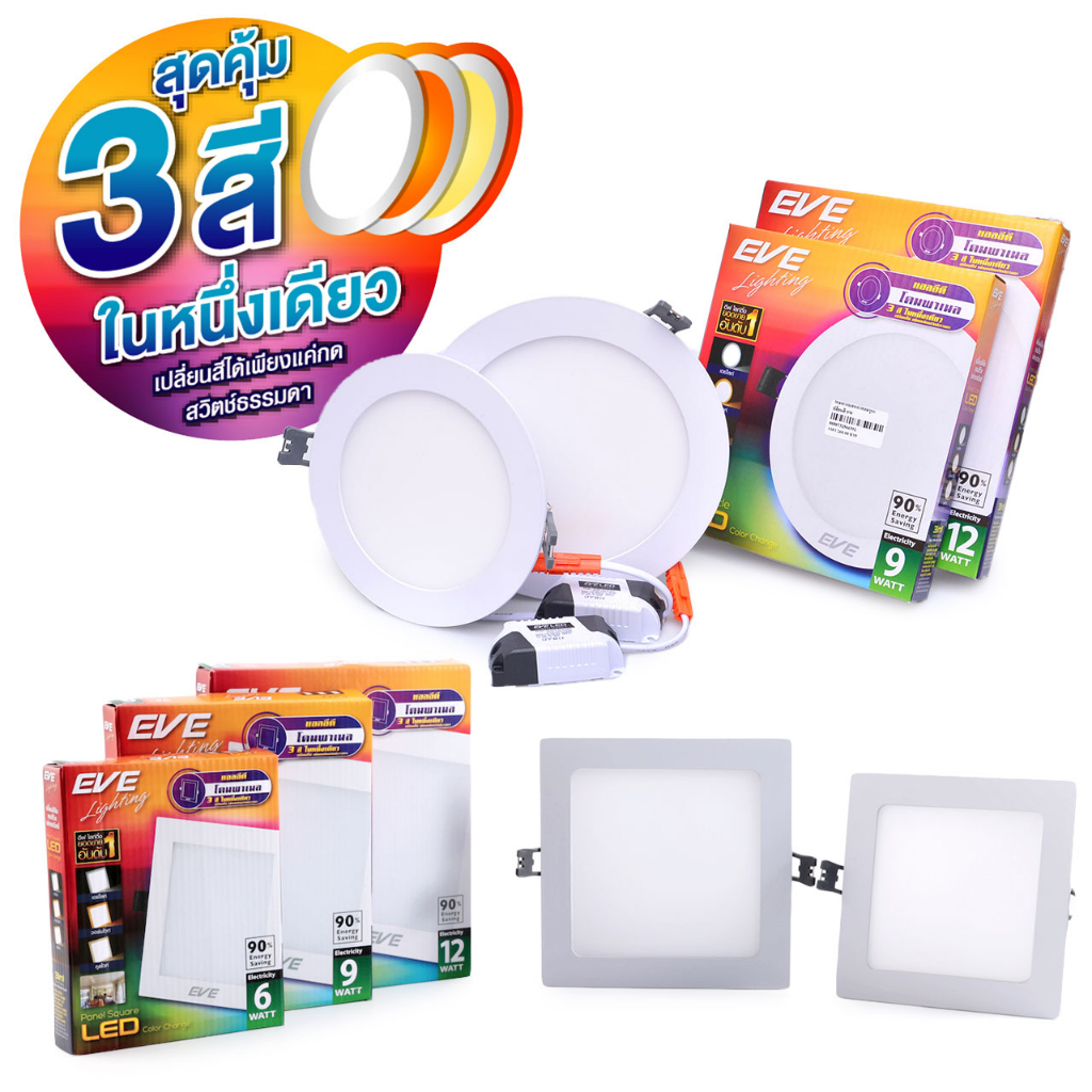 LED Panel Color Change Square โคมพาแนลไลท์แอลอีดี หน้าเหลี่ยมกลม