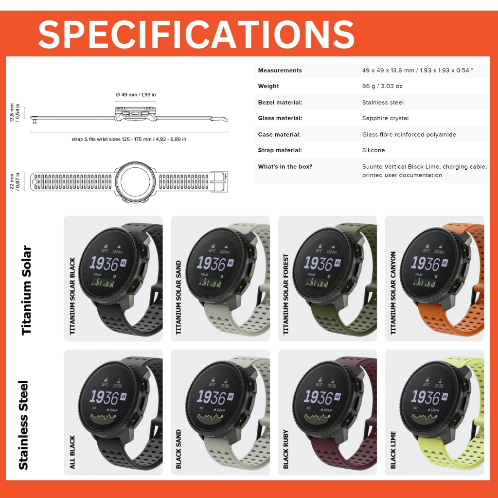 SUUNTO VERTICAL - SPORT WATCH นาฬิกามัลติสปอร์ต ดำน้ำ วิ่ง เทรล - ประกัน2 ปีศูนย์ไทย