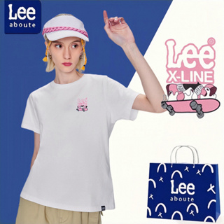 Lee® เสื้อยืดคอกลมแขนสั้น สไตล์พื้นฐาน#lee skateboard ไซส์ใหญเสื้อยืดชายผู้หญิง เสื้อยืดผ้าฝ้ายคู่รัก # สีขาว รุ่น #1162