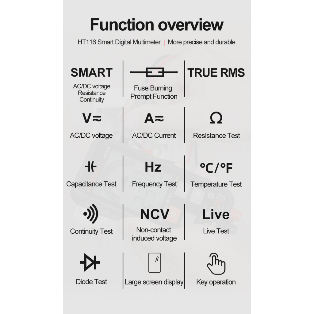 มาถึงภายใน-3-วัน-habotest-ht112-สมาร์ทมัลติมิเตอร์-ac-dc-voltage-detector-600v-ดิจิตอลมัลติมิเตอร์-6000-นับ