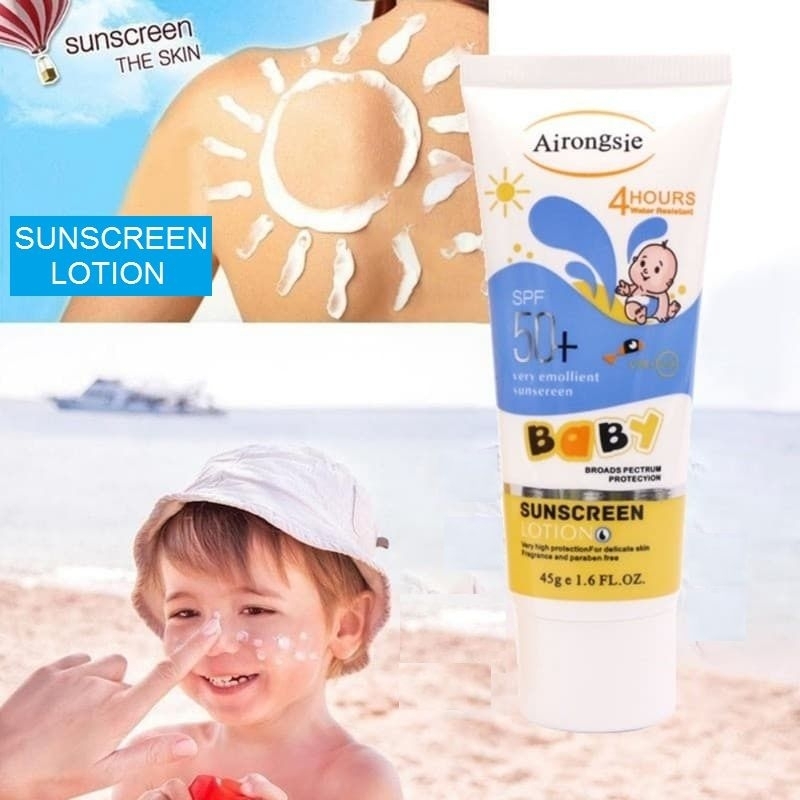 ส่งเร็ว-โลชั่นกันแดด-airongsie-face-amp-body-sunscreen-lotion-protect-kids-สำหรับเด็ก-spf-50-pa-อ่อนโยน-45-กรัม