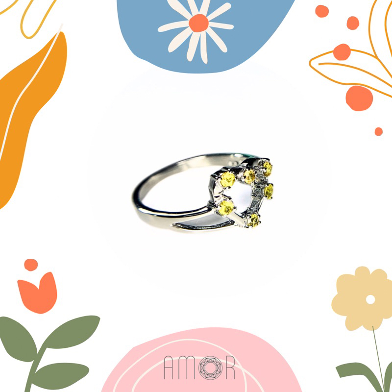 แหวนเงินแท้-925-ฝังพลอยบุษราคัมสีเหลืองมะนาว-yellow-sapphire