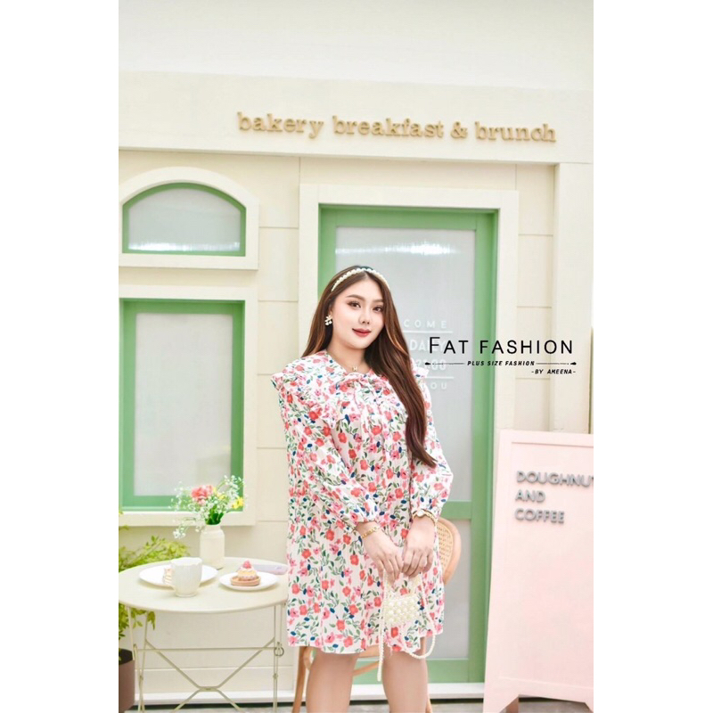 bigsize-มินิเดรสสาวอวบอ้วน-อก-44-50-เเขนยาว-ปกบัวแต่งระบาย