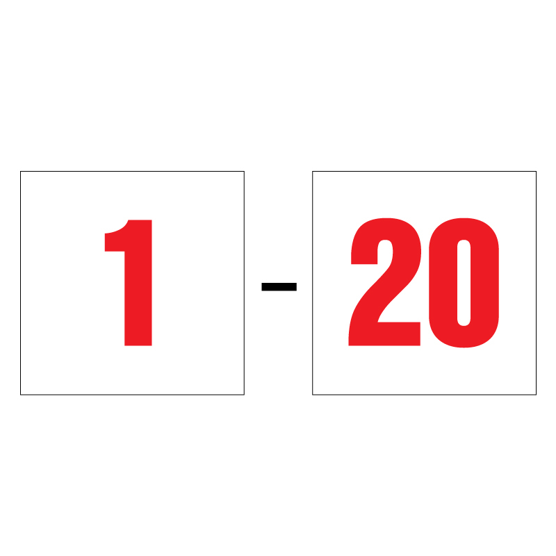 sticker-สติกเกอร์-ติดประตู-ผนัง-กำแพง-สี่เหลี่ยม-ป้ายตัวเลข-1-20-พื้นขาวเลขแดง-1-a4-ได้รับ-20-ดวง-รหัส-g-041