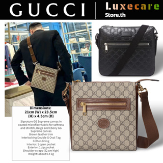 กุชชี่👜Gucci GG Supreme Men/Shoulder Bag ผู้ชาย/กระเป๋าสะพาย/กระเป๋าร่อซู้ล/กระเป๋าผ้าใบ