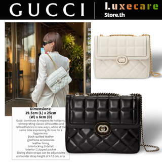 กุชชี่👜Gucci GG Deco Women/Shoulder Bag สุภาพสตรี/กระเป๋าสะพายไหล่/กระเป๋าสะพายข้าง/กระเป๋าสะพายโซ่