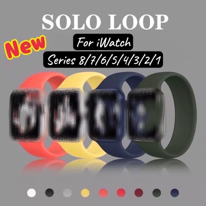 ภาพหน้าปกสินค้าพร้อมส่งจากไทย สายรุ่นใหม่ Silicone Solo Loop Elastic Strap ใส่ได้ทุก Series 8/7/6/SE/5/4/3/2/1