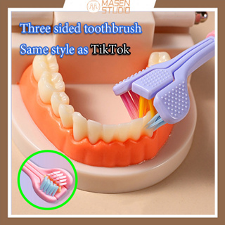 📣ราคาถูกที่สุด📣 Tiktok แปรงสีฟัน 3D สามด้าน ขนแปรงนุ่มพิเศษ สําหรับผู้ใหญ่ 1 ชิ้น เพื่อความปลอดภัย สําหรับดูแลช่องปาก Three sided toothbrush Premium Slim Soft Toothbrush
