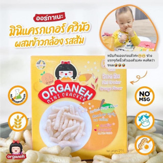 ขนมเด็ฏOrganeh ออร์กาเนะ มินิเเครกเกอร์ ควินัว รสส้ม  ขนาด 21 g. 🍊🍊 ขนมสำหรับเด็ก 6 เดือนขึ้นไป