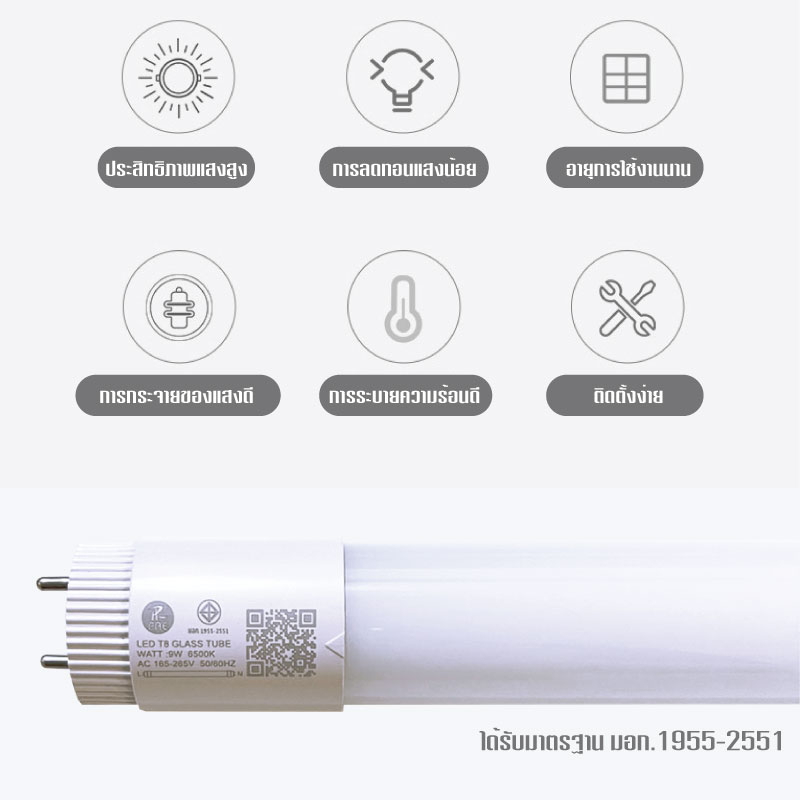 หลอดไฟนีออนพร้อมราง-led-t8-9w-18w-ชุดหลอดไฟสำเร็จรูป-หลอดไฟled-หลอดประหยัดไฟ-แสงสีขาว