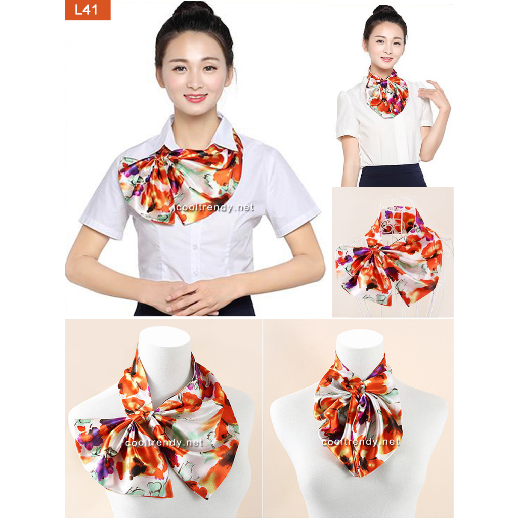 cooltrendy-ผ้าพันคอสำเร็จรูป-ผ้ายูนิฟอร์ม-uniform-scarf-โทนสีส้ม