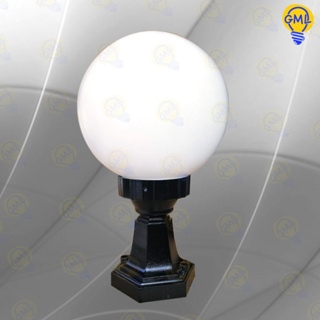 โคมไฟหัวเสา 8 นิ้ว แก้วนม (รุ่นพลาสติก) โคมหัวเสา โคมไฟ โคมไฟติดหัวเสา โคมไฟภายนอก โคมภายนอกอาคาร โคมไฟด้านนอก Pole Lamp