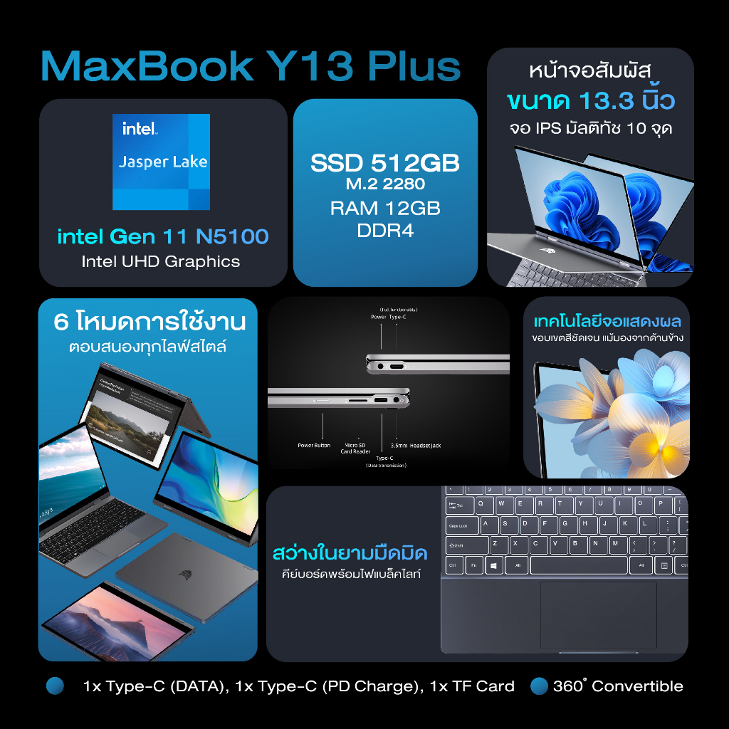 โฉมใหม่-bmax-notebook-maxbook-y13-plus-2-in-1laptop-360-yoga-13-3-นิ้ว-intel-gen-11-n5100-ram-12gb-ssd-256gb-multi-touch