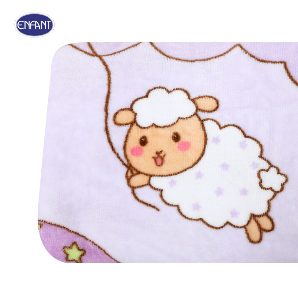 enfant-อองฟองต์-ผ้าขนหนูลายน้องแกะ-ฝันหวาน-สีม่วง-ขนาด-15x30-นิ้ว