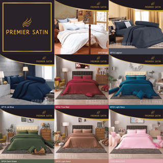 [10 โทนสี] PREMIER SATIN ชุดผ้าปูที่นอน สีพื้น Plain #Total พรีเมียร์ซาติน ชุดเครื่องนอน ผ้าปู ผ้าปูเตียง ผ้านวม Color