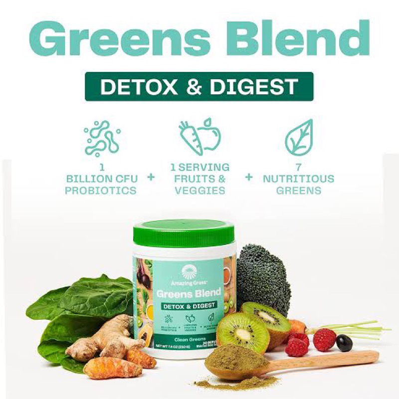 ผงผัก Green Superfood Detox Amazing Grass ผิวสวย พุงยุบ Wheat Grass