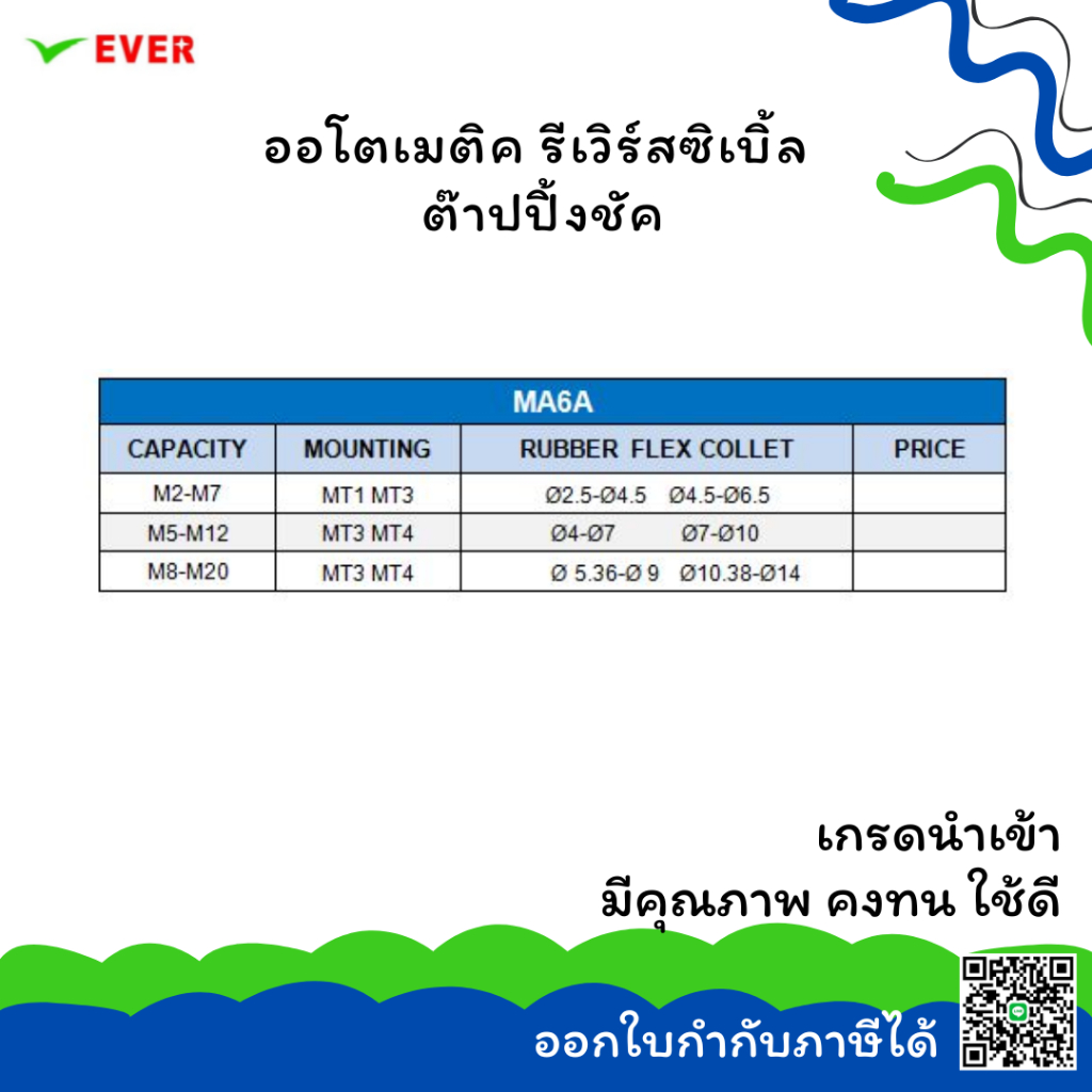 ออโตเมติคต้าปปิ้งชัค-พร้อมส่ง-automatic-reversible-tapping-chuck-ma6a