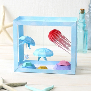 โมเดลกระดาษ 3D : ตู้ปลา Jelly Fish กระดาษโฟโต้เนื้อด้าน  กันละอองน้ำ ขนาด A4 220g.