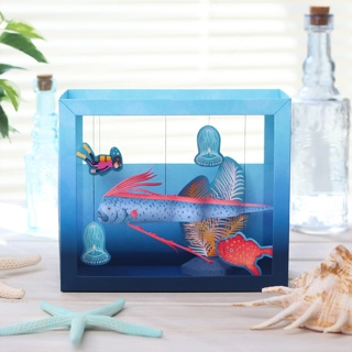 โมเดลกระดาษ 3D : ตู้ปลา Oarfish (Deep sea creatures) กระดาษโฟโต้เนื้อด้าน  กันละอองน้ำ ขนาด A4 220g.