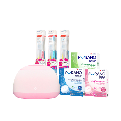 furano-เครื่องล้างทำความสะอาดรีเทนเนอร์-และฟันปลอม-เม็ดฟู่ทำความสะอาดรีเทนเนอร์-3-กลิ่น-แปรงสำหรับคนจัดฟัน-แพ็ค-3