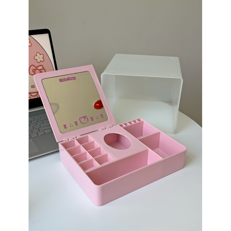 hello-kitty-jewelry-box-vintage-sanrio-1999-กล่องใส่ของคิตตี้-กล่องคิตตี้-ตลับกระจกคิตตี้-กล่องเก็บเครื่องประดับคิตตี้