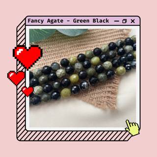 ลูกปัดหินเครื่องประดับ - Fancy Agate - (Green Black)