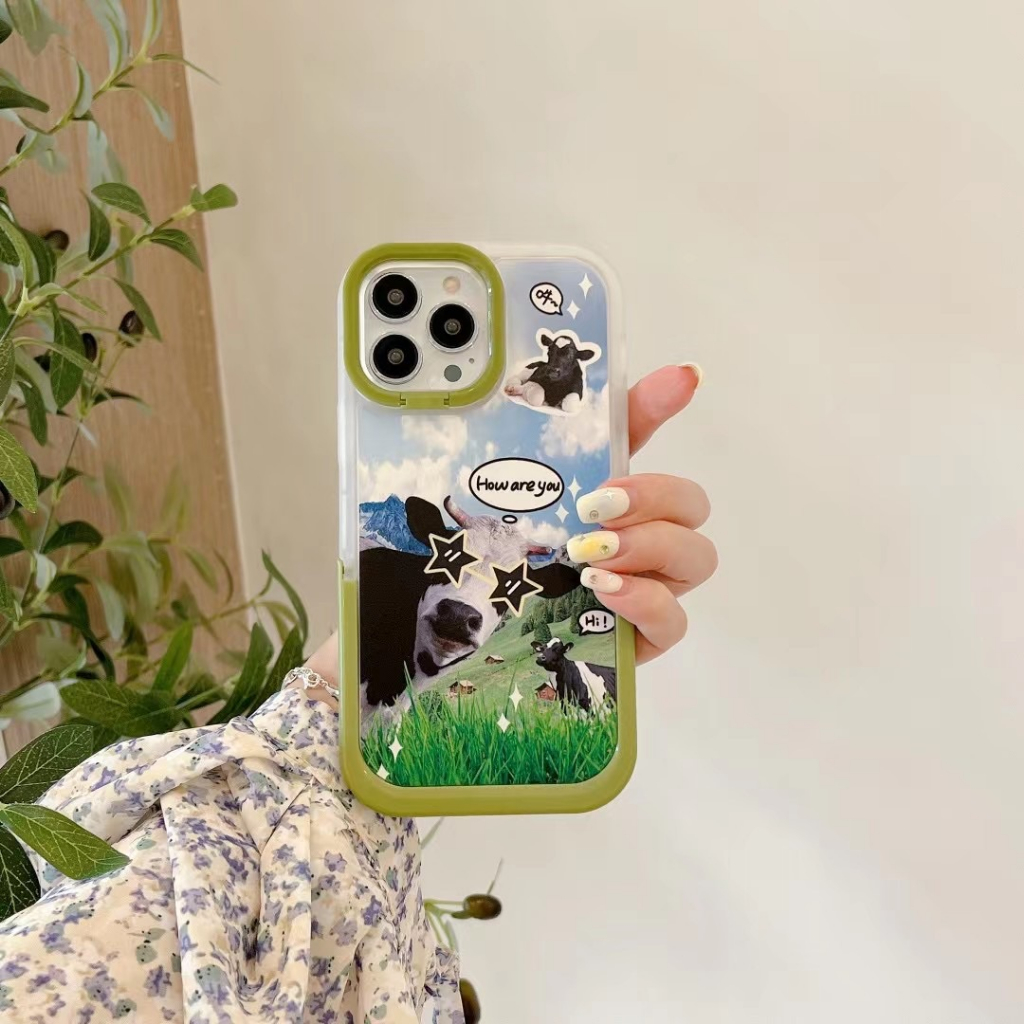 คูปองเคลม-เคสไอโ-case-for-iphone-11-12-วงเล็บคู่สี-ทุ่งหญ้า-วัว-เคส-14-13-12-11-pro-max-เคสโทรศัพท์ส่วนบุคคล