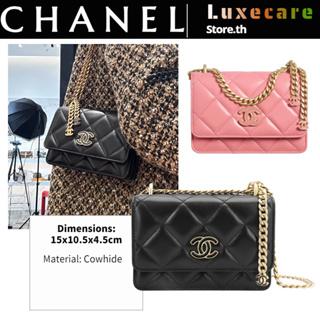 1 ชาแนล👜Chanel 22P Woc Double C enamel buckle สุภาพสตรี/กระเป๋าสะพายไหล่/กระเป๋าโซ่