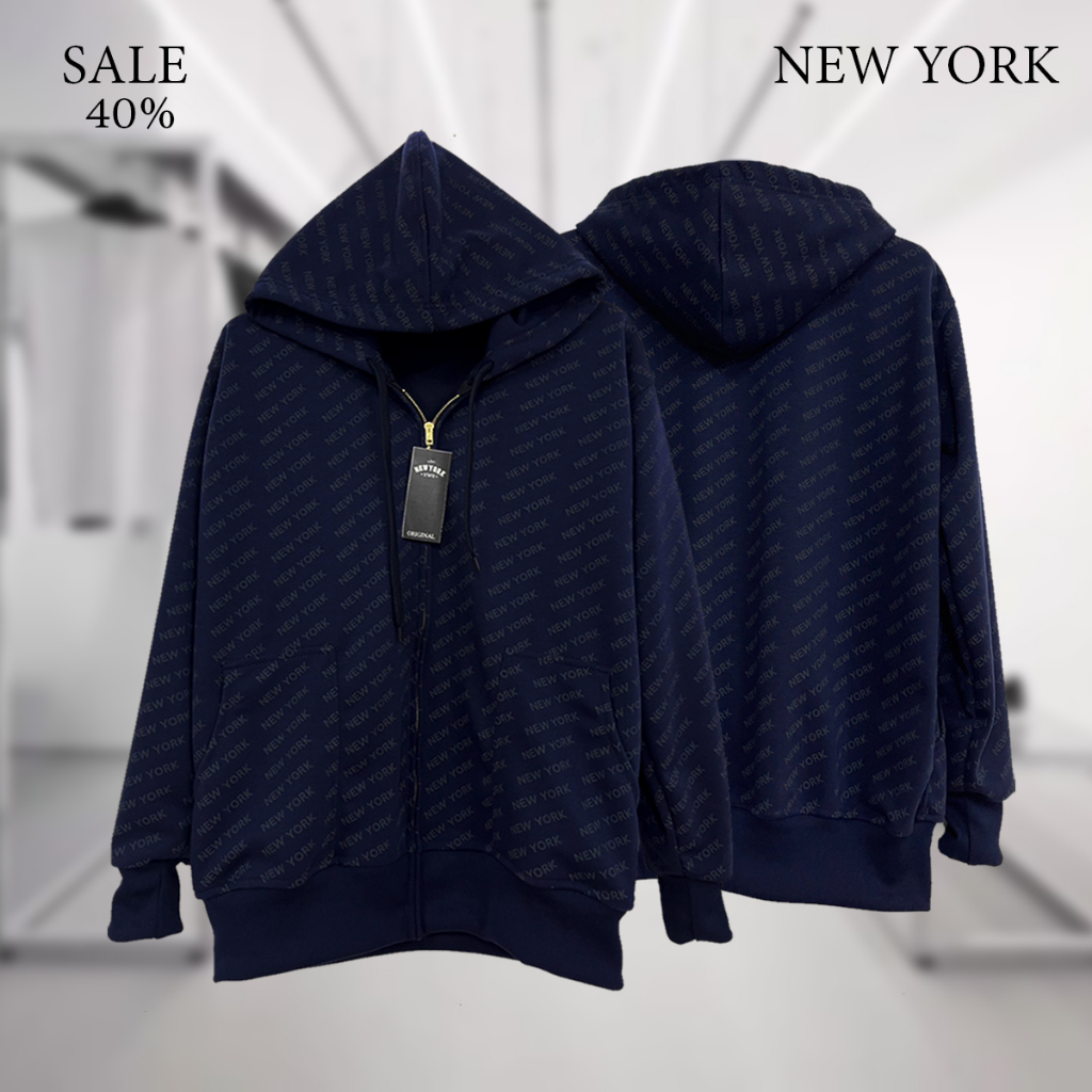 New york limited เสื้อกันหนาว เสื้อตคลุมแขนยาว ฮู้ด รุ่นพิมพ์ งานพรีเมี่ยม สีดำ แดง กรม กาแฟ เทาเข้ม ครีม