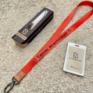 สายคล้องคอ ใส่ชื่อ/ข้อความฟรี สายคล้องบัตร สายบัตรพนักงาน สีส้ม - Personal Lanyard