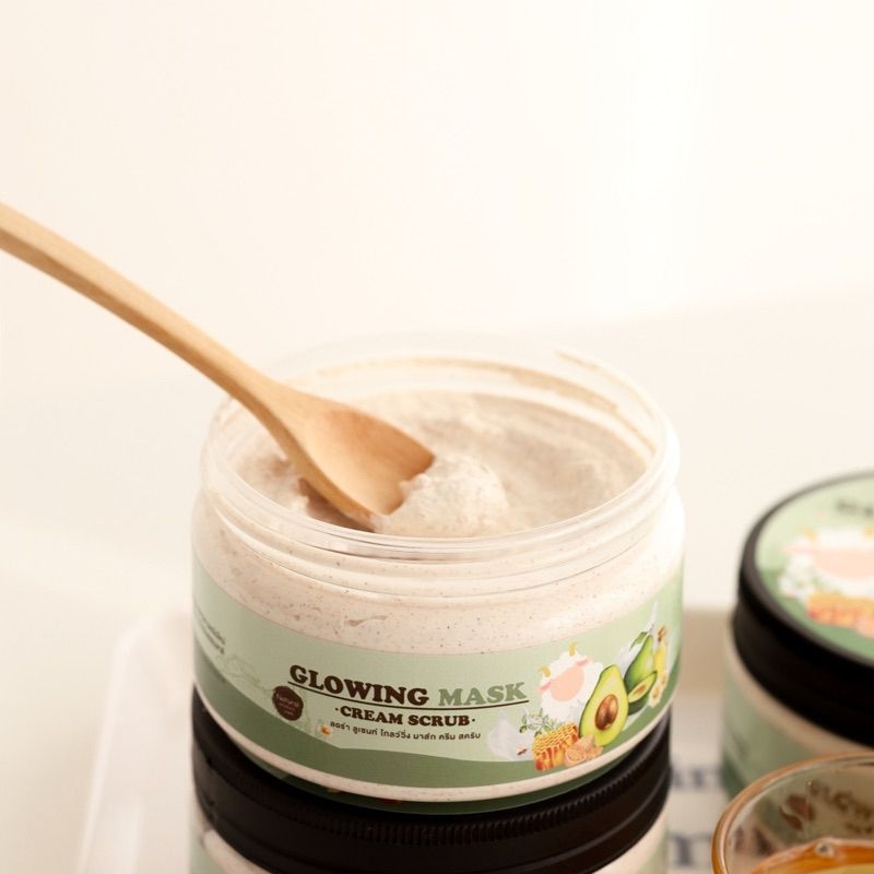 สครับน้ำนมแกะ-โกลว์วิ่ง-มาส์ก-glowing-mask-scrub