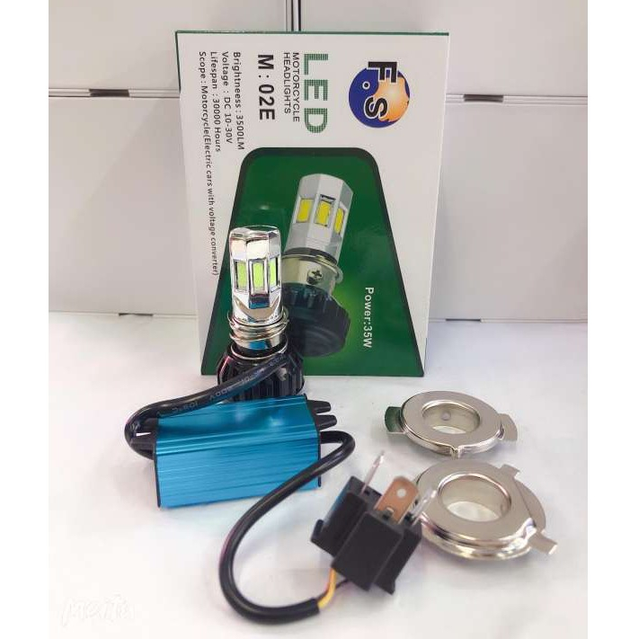 หลอดไฟหน้า มอเตอร์ไซด์ M:02E ไอซ์บลู (ชุดใหญ่) LED 6หลอด สว่าง 3000LM ...