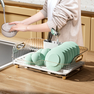 NEPTUNER ราวตากจานพลาสติก Visualize Diversion Effluent Dish Rack สำหรับตะเกียบ ชาม จาน ช้อน