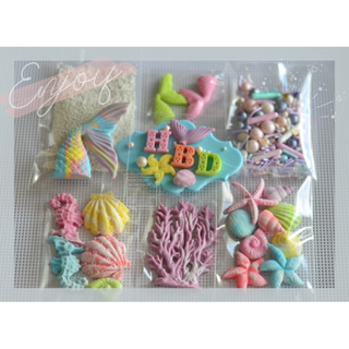 ภาพขนาดย่อของสินค้าDIY : Mermaid Wonder Set 169.-🪸  น้ำตาลแต่งเค้กตีมน้องเงือก ทานได้นะคะ^^