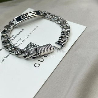 สร้อยข้อมือ Gucci Logo Thin Enamel Bracelet เงินแท้