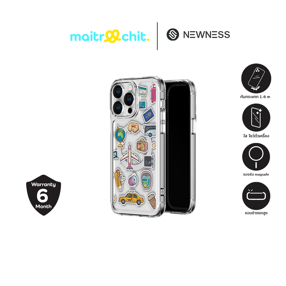 NEWNESS รุ่น Travel Sticker Magnetic เคสสำหรับ iPhone 14 Pro / 14 Pro ...