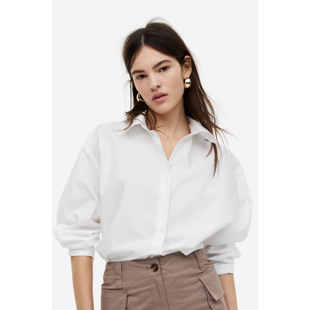 H&M Woman Oversized shirt 1138642_1 Shopee Thailand