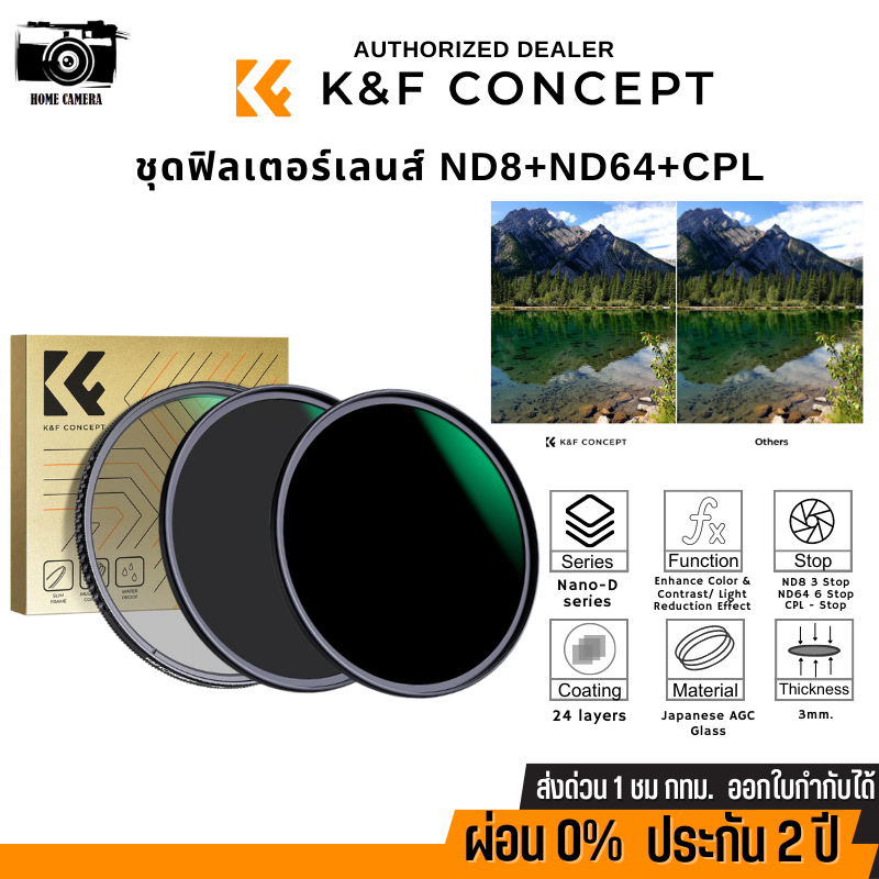 K&F Lens Filter Kit ND8+ND64+CPL Camera Lens with Multiple Layer Nano