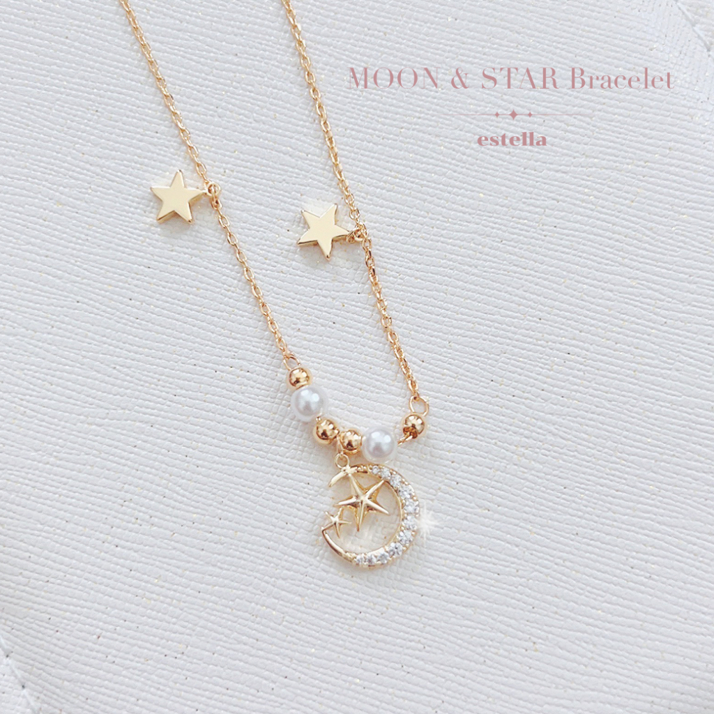 estella-house-พร้อมส่ง-สร้อยข้อมือ-moon-amp-star-bracelet-กำไลข้อมือผู้หญิง