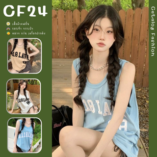 ꕥCatalog Fashionꕥ เสื้อยืดคอกลมแขนกุด ทรงโอเวอร์ไซส์ ลาย A118LAVE