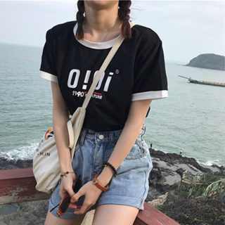 สไตล์เกาหลีสาวแขนสั้นตัวอักษรท็อปส์ซูผู้หญิงเสื้อยืดสาว SJ3599