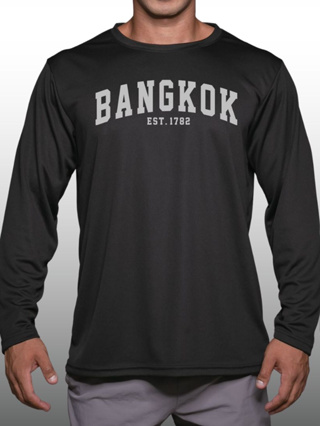 BANGKOK เสื้อแขนยาวนักกล้าม  Men’s Bodybuilding Long Sleeve Athletic Gym Shirt