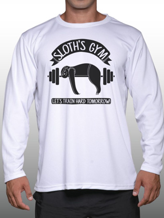 SLOTHS GYM เสื้อแขนยาวนักกล้าม  Men’s Bodybuilding Long Sleeve Athletic Gym Shirt