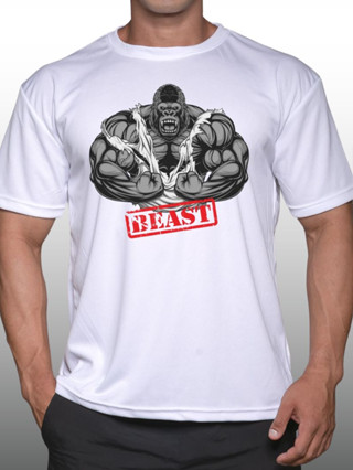 BEAST GORILLA เสื้อยืดแขนสั้นผู้ชาย Men’s Gym Workout Bodybuilding Muscle T-Shirt