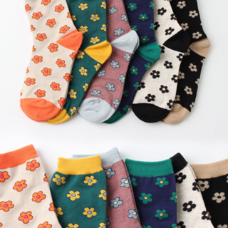 [พิมพ์โค้ด NOV15N ลด 15%] Chacha socks - ถุงเท้าข้อยาว mini flowers ถุงเท้าลิขสิทธิ์แท้นำเข้าจากเกาหลี