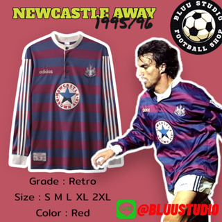 bluu⚽พร้อมส่งจากไทย🇹🇭 เสื้อบอล นิวคาสเซิลย้อนยุค เยือน แขนยาว ปี 1995/96 เกรดดีที่สุด Retro Newcastle Away Jersey 95/96