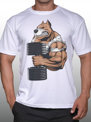 PITBULL เสื้อยืดแขนสั้นผู้ชาย Men’s Gym Workout Bodybuilding Muscle T-Shirt
