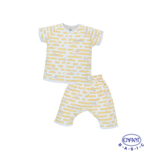 ENFANT ชุดเสื้อแขนสั้นผ่าหน้าติดสแน๊ป+กางเกง